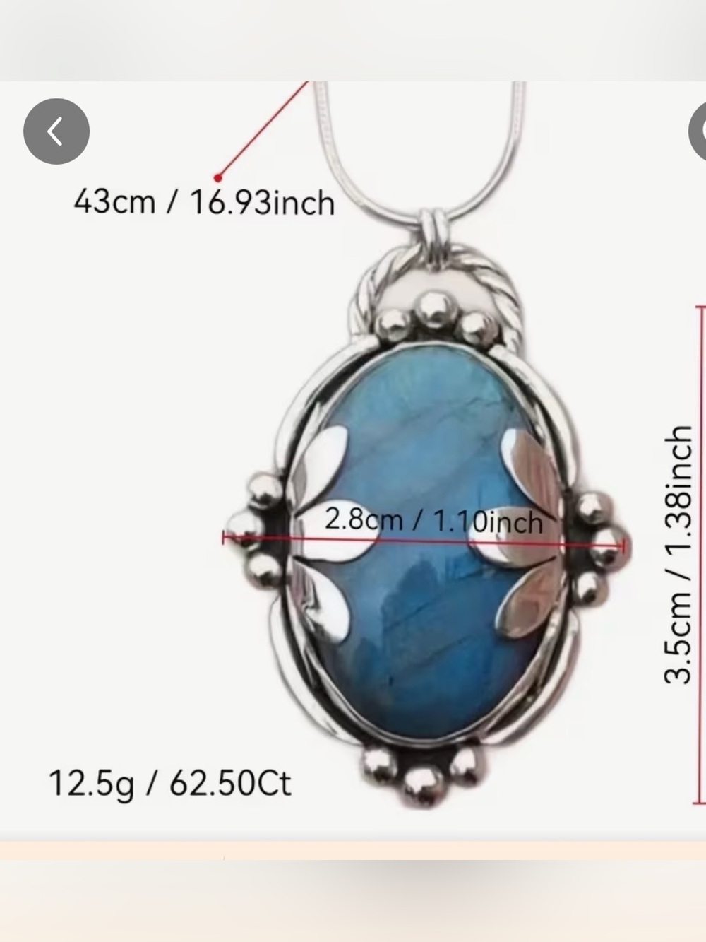 Bohemian Blue Oval Natural Stone Pendant Necklace NWT - Picture 2 of 5